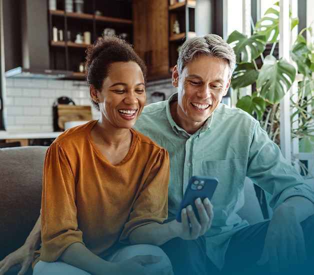 Couple looking at phone